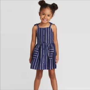 - Dress 4T blue stripes with sparkle detail